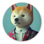 Hund in einem Anzug Keramikknauf (Vorderseite)