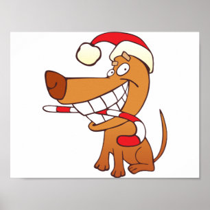 Hund in einem Weihnachtsmannmütze-Poster Poster