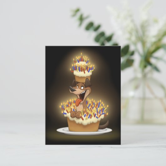 Hund in einer Postkarte (Stehend Vorderseite)