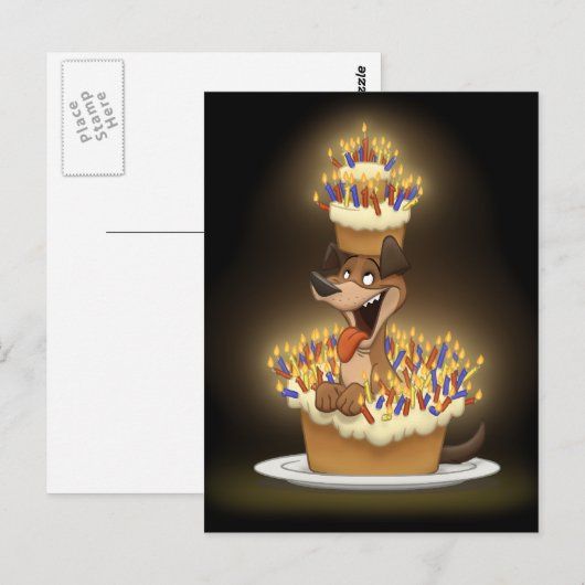 Hund in einer Postkarte (Vorne/Hinten)