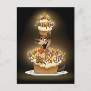 Hund in einer Postkarte