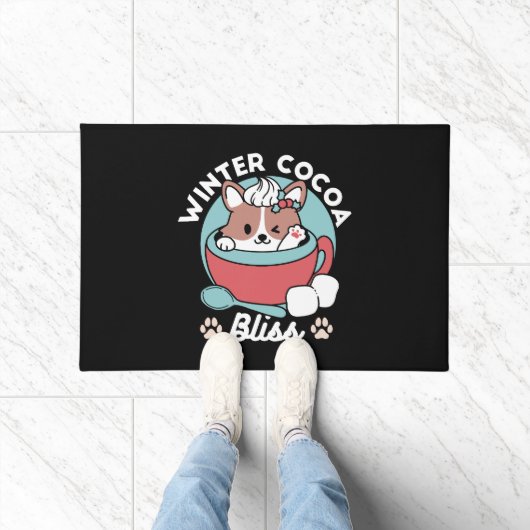 Hund in festlicher Tasse für die Ferien in den Ber Fußmatte (Indoor)