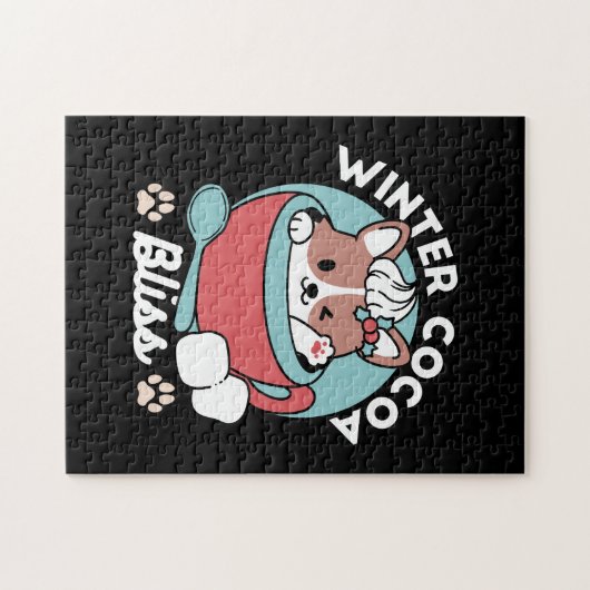 Hund in festlicher Tasse für die Ferien in den Ber Puzzle (Horizontal)