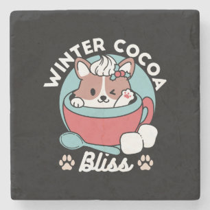 Hund in festlicher Tasse für die Ferien in den Ber Steinuntersetzer