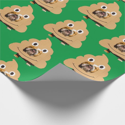 Hund in Gekackt Emoji-Kostüm Geschenkpapier (Ecke)