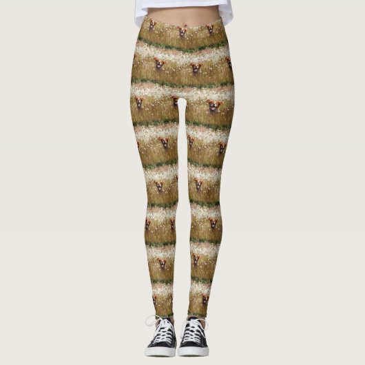 Hund in Gras-Leggings Leggings (Vorderseite)