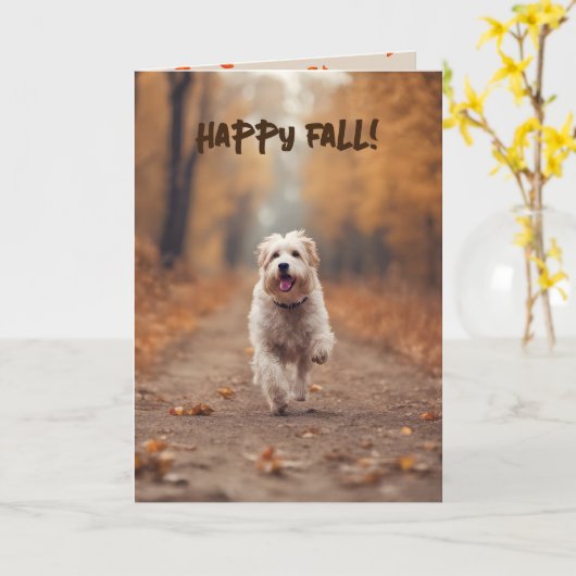 Hund in Herbstwäldern Karte (Gelbe Blume)