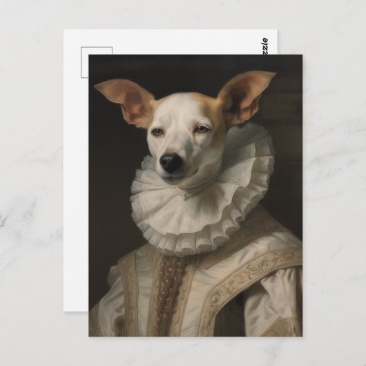 Hund in historischer Kleidung Postkarte (Vorne/Hinten)