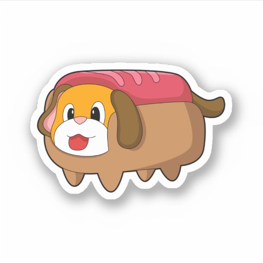 Hund in Hotdog Aufkleber (Vorderseite)