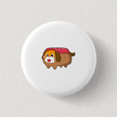 Hund in Hotdog Button (Vorderseite)