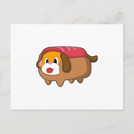 Hund in Hotdog Postkarte (Vorderseite)