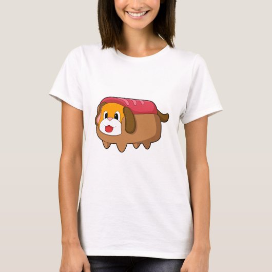 Hund in Hotdog T-Shirt (Vorderseite)