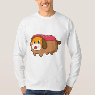 Hund in Hotdog T-Shirt