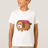 Hund in Hotdog T-Shirt (Vorderseite)