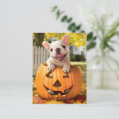 Hund in Jack-o-Lantern Einladungspostkarte (Stehend Vorderseite)