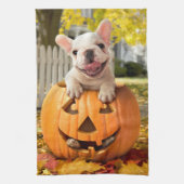Hund in Jack-o-Lantern Geschirrtuch (Vertikal)