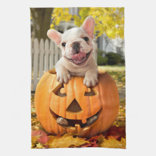 Hund in Jack-o-Lantern Geschirrtuch