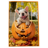 Hund in Jack-o-Lantern Mittlere Geschenktüte (Vorderseite)