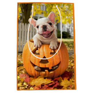 Hund in Jack-o-Lantern Mittlere Geschenktüte