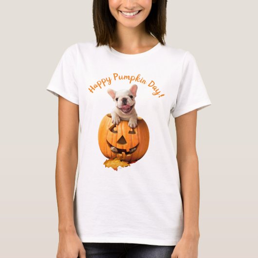 Hund in Jack-o-Lantern T-Shirt (Vorderseite)