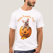 Hund in Jack-o-Lantern T-Shirt (Vorderseite)