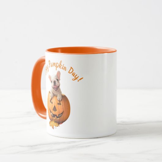Hund in Jack-o-Lantern Tasse (Vorderseite Links)