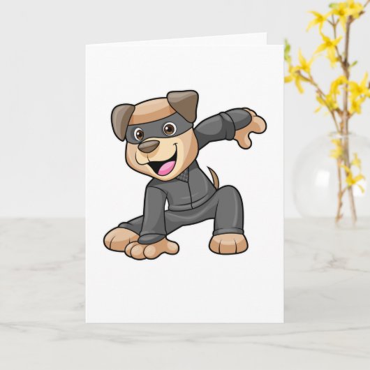 Hund in Ninja Kostüm Karte (Gelbe Blume)