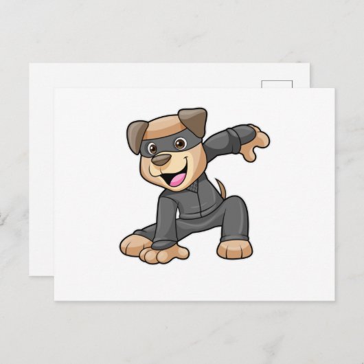 Hund in Ninja Kostüm Postkarte (Vorne/Hinten)