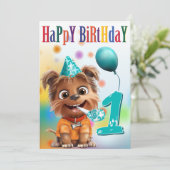 Hund in Partyhut zum Geburtstag (Stehend Vorderseite)