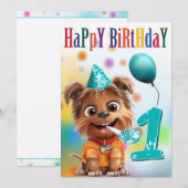 Hund in Partyhut zum Geburtstag (Vorne/Hinten)