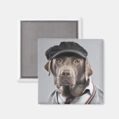 Hund in Pullover und Kapsel Magnet (Vorderseite/Rückseite)