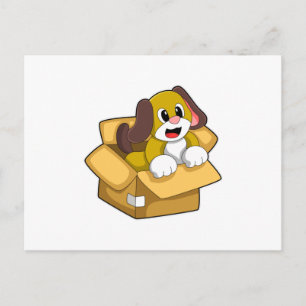 Hund in Schachtel Postkarte