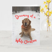 Hund in Schnee Träumen von weißen Weihnachten Karte (Gelbe Blume)