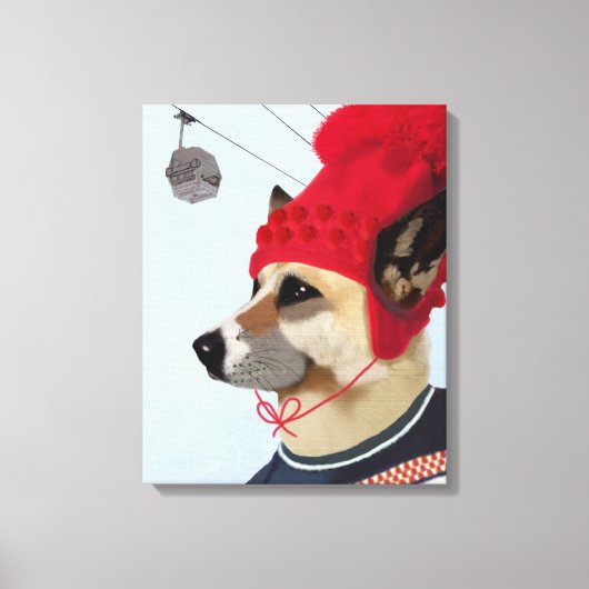 Hund in Ski Sweater Leinwanddruck (Vorderseite)