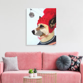 Hund in Ski Sweater Leinwanddruck (Insitu (Wohnzimmer))
