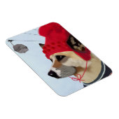 Hund in Ski Sweater Magnet (Rechte Seite)
