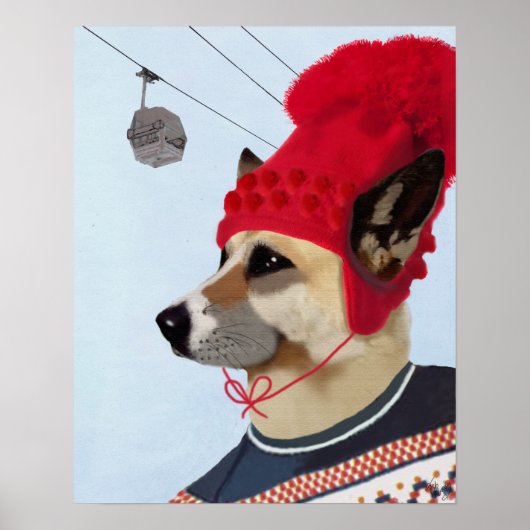 Hund in Ski Sweater Poster (Vorne)