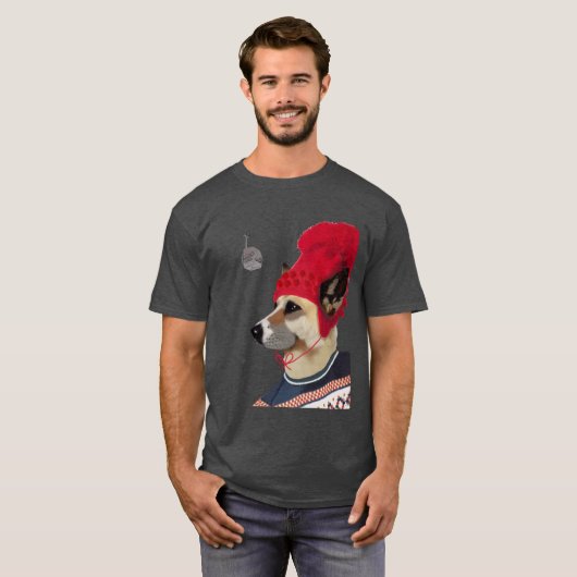 Hund in Ski Sweater T-Shirt (Vorne ganz)