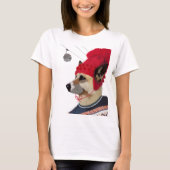 Hund in Ski Sweater T-Shirt (Vorderseite)