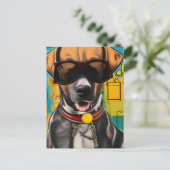 Hund in Sonnenbrille Postkarte (Stehend Vorderseite)
