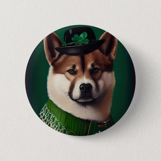 Hund in St. Patrick's Day Dress Button (Vorderseite)