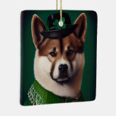 Hund in St. Patrick's Day Dress Keramikornament (Rechts)