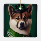 Hund in St. Patrick's Day Dress Keramikornament (Rückseite)