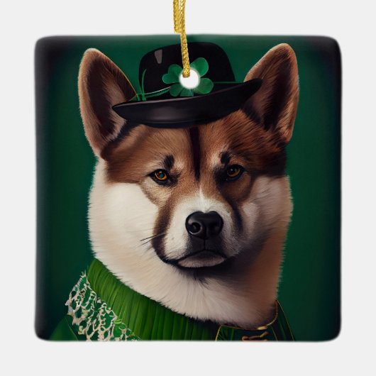 Hund in St. Patrick's Day Dress Keramikornament (Vorderseite)