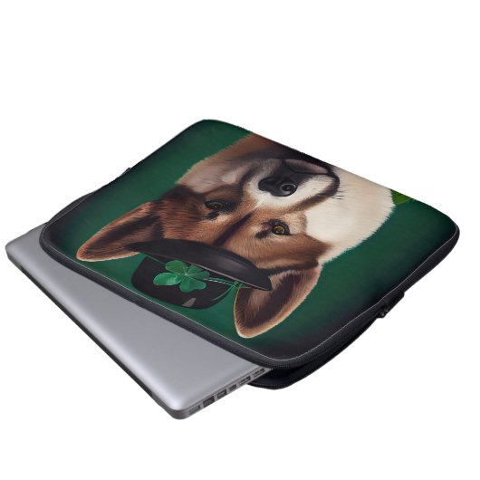 Hund in St. Patrick's Day Dress Laptopschutzhülle (Vorne Knopf)