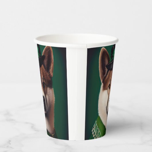 Hund in St. Patrick's Day Dress Pappbecher (Rechts)