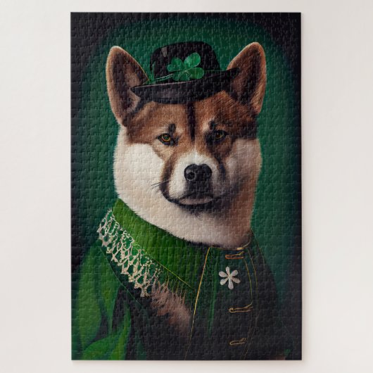 Hund in St. Patrick's Day Dress Puzzle (Vertikal)