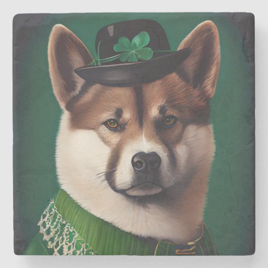 Hund in St. Patrick's Day Dress Steinuntersetzer (Vorderseite)