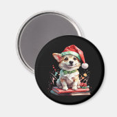 Hund in Weihnachtshut mit Büchern - Ein perfekter  Magnet (Vorderseite/Rückseite)