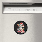 Hund in Weihnachtshut mit Büchern - Ein perfekter  Magnet (In Situ (Geschirrspüler))